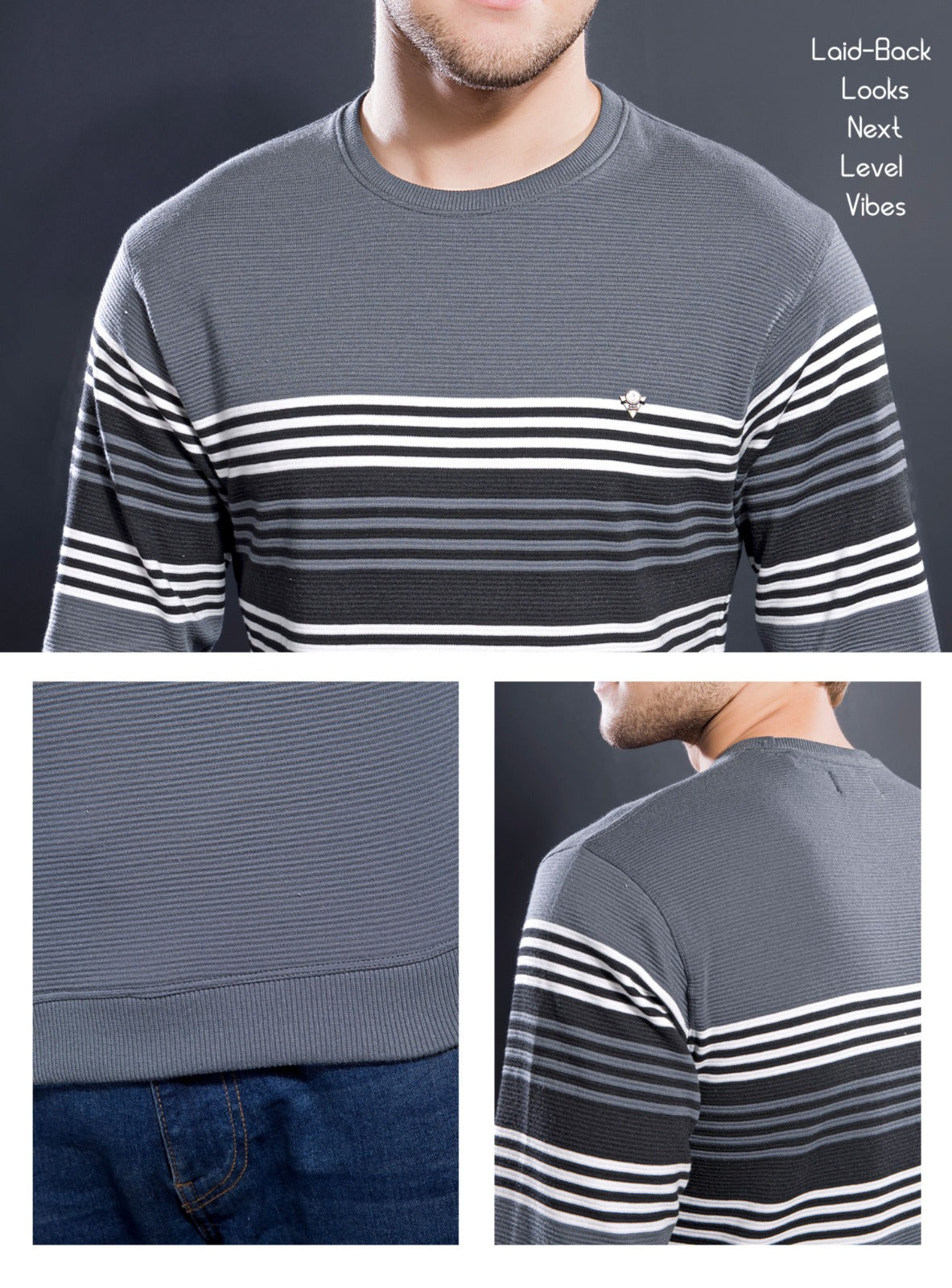 GREY INTERLOCK STRUCTURED AUTO STRIPERS F/S