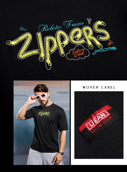 JET BLACK CANVAS INTERLOCK OVERSIZED TEES