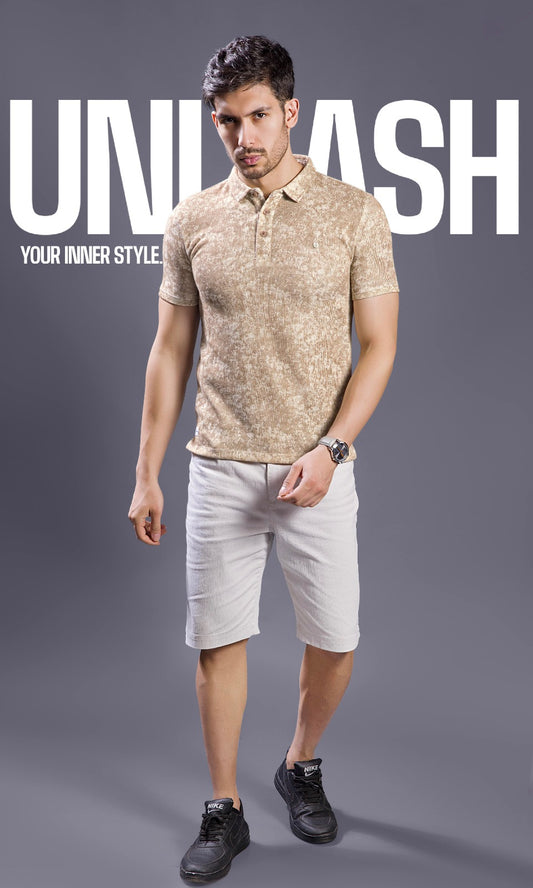BROWN ABSTRACT PRINT POLO