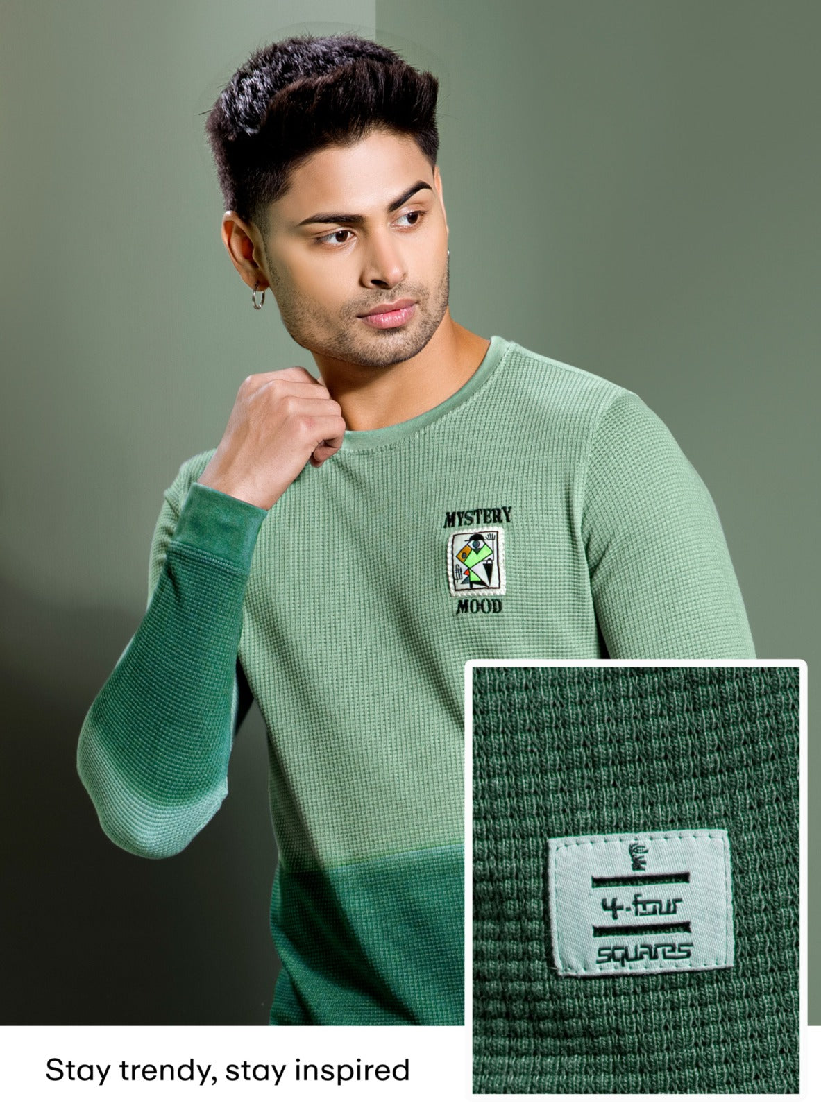 PISTACHIO WAFFLE KNIT DIP DIE SWEATSHIRT