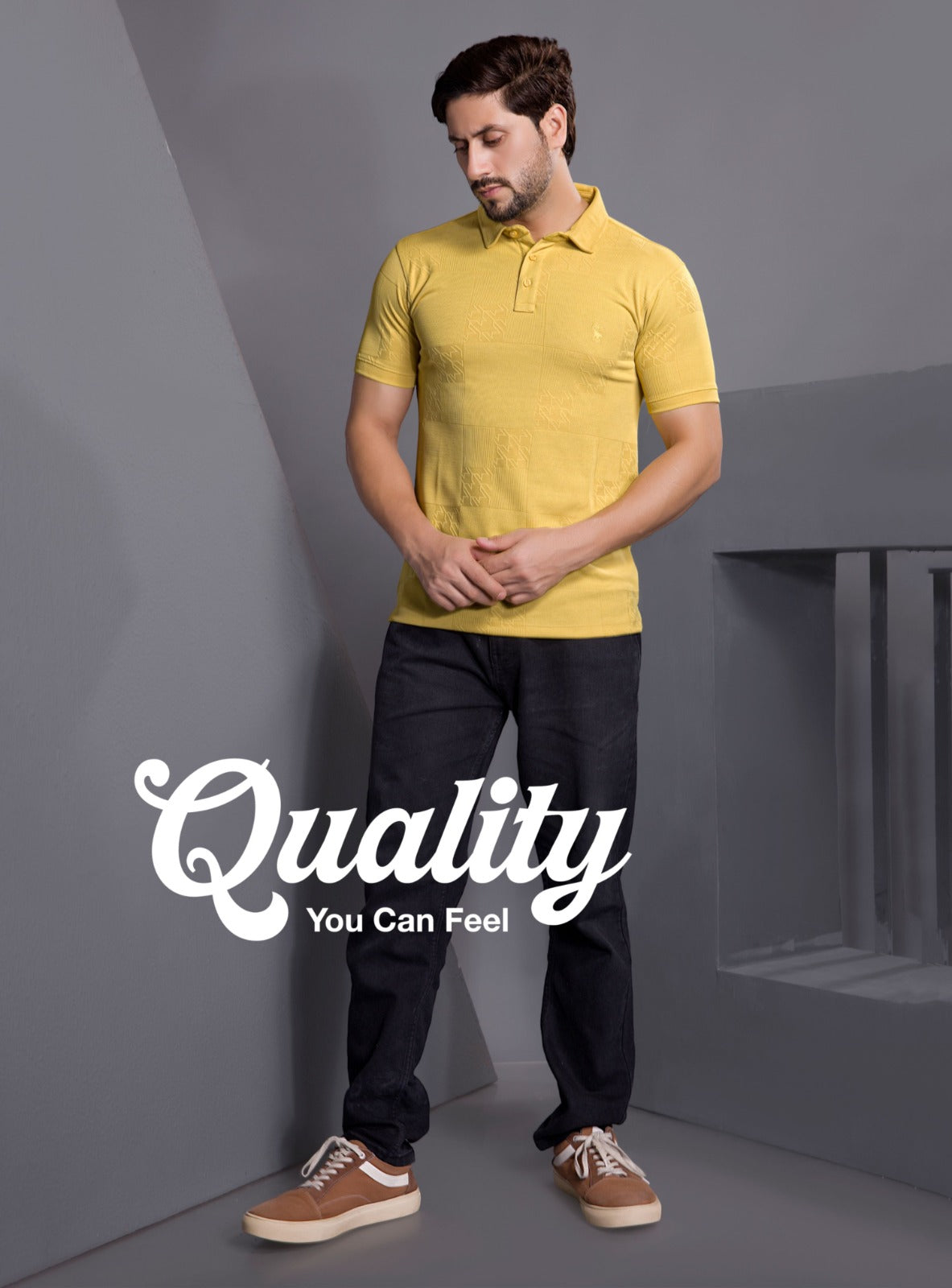 CANARY YELLOW MONO JACQURAD POLO