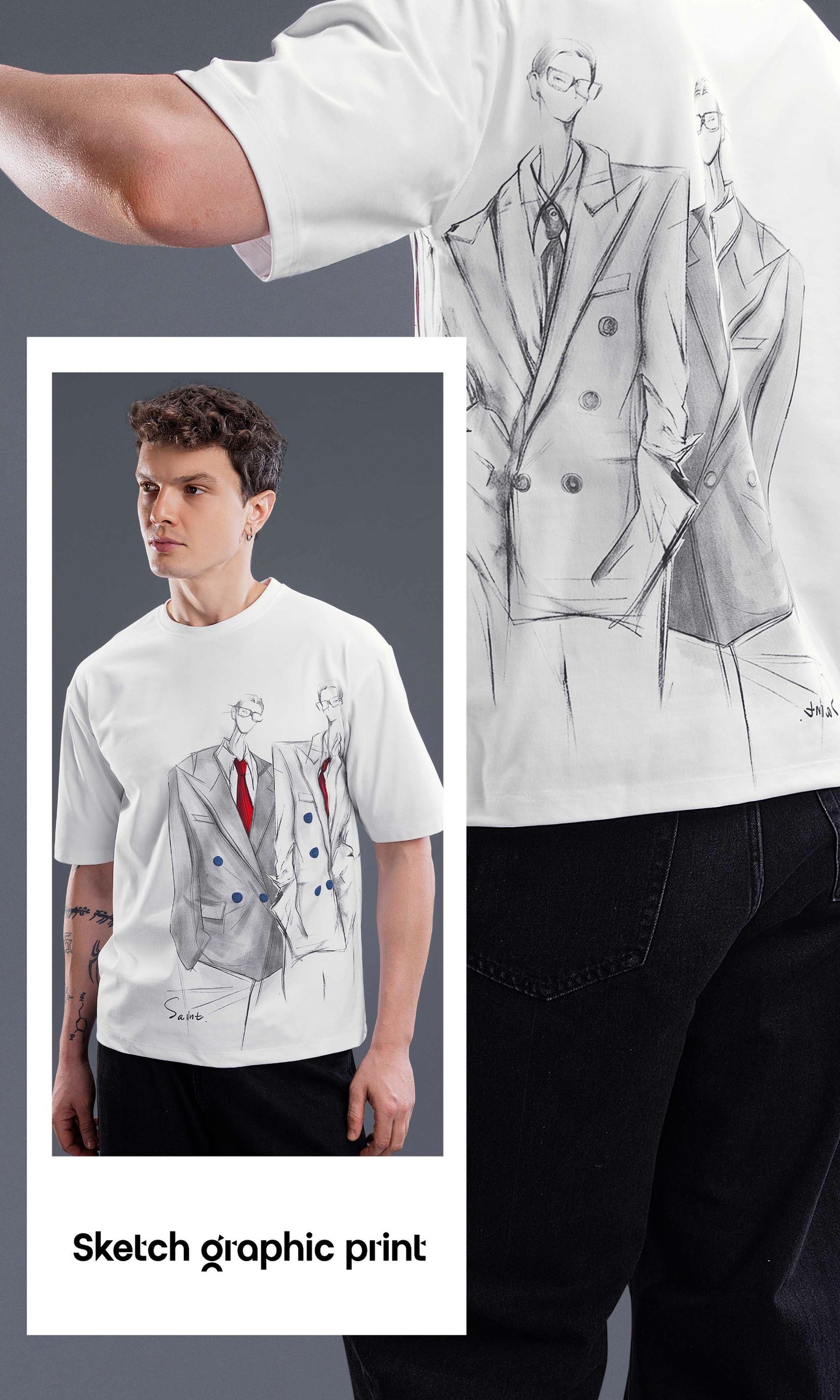 WHITE IMPORTED GRAPHIC OVERSIZED TEES