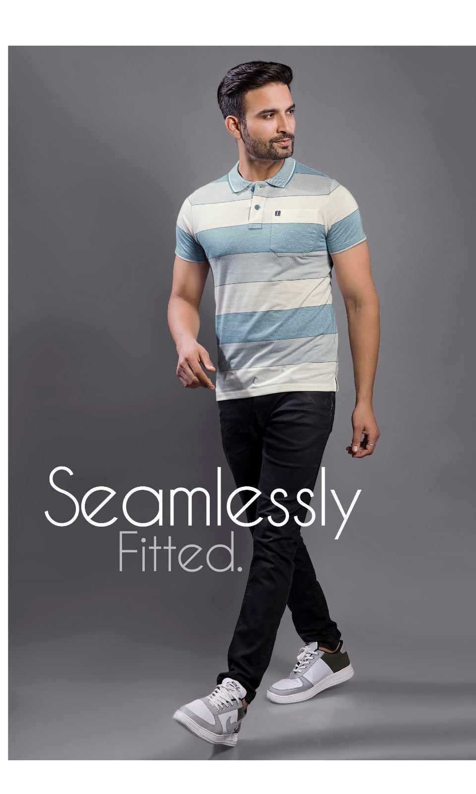 BLUE BRICK KNIT AUTOSTRIPER WITH POCKET
