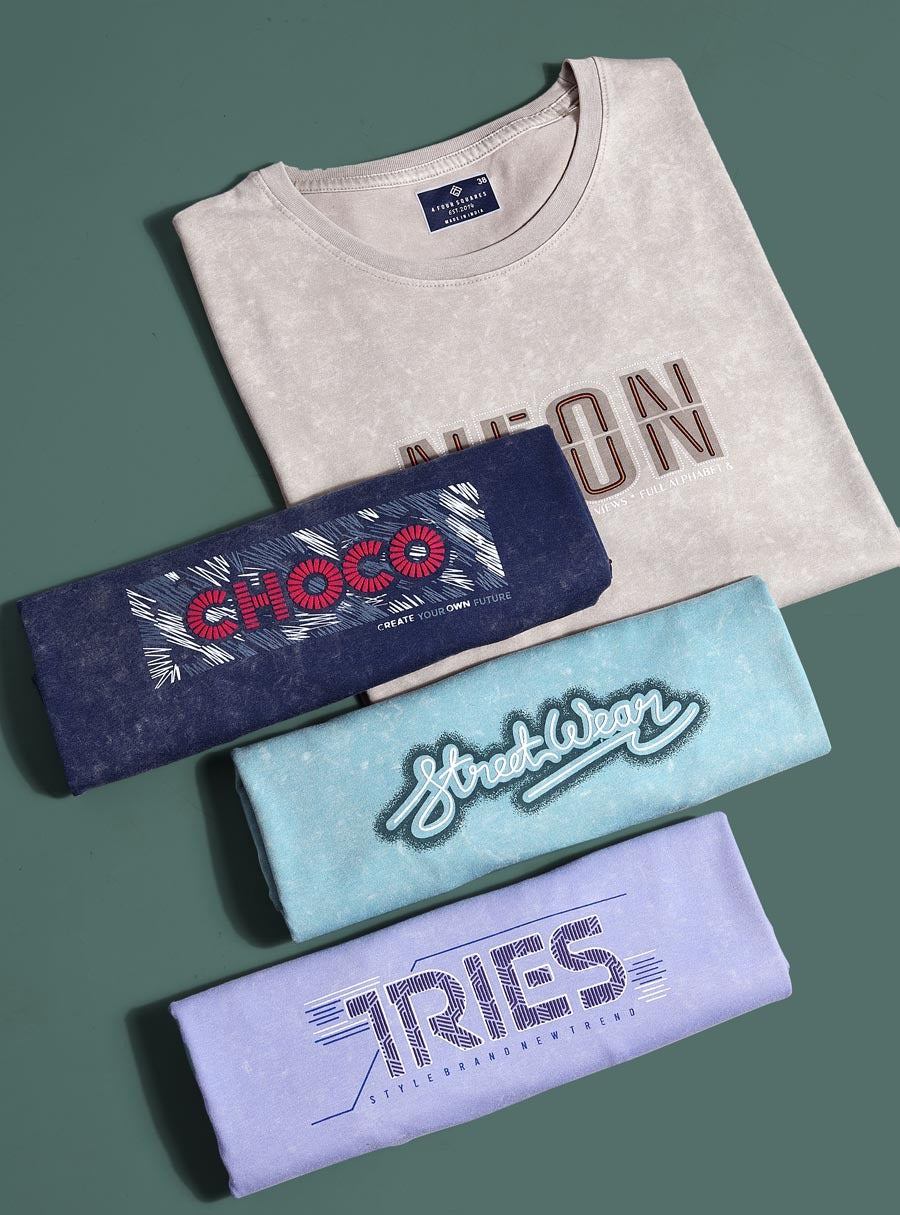 LAVENDER TENCIL LYCRA ACID WASH GRAPHIC TEES
