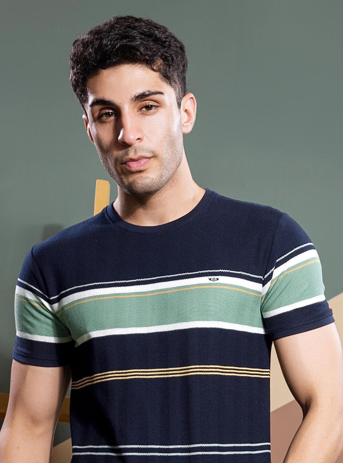NAVY AUTOSTRIPER SWEAT KNIT STRUCTURE TEES