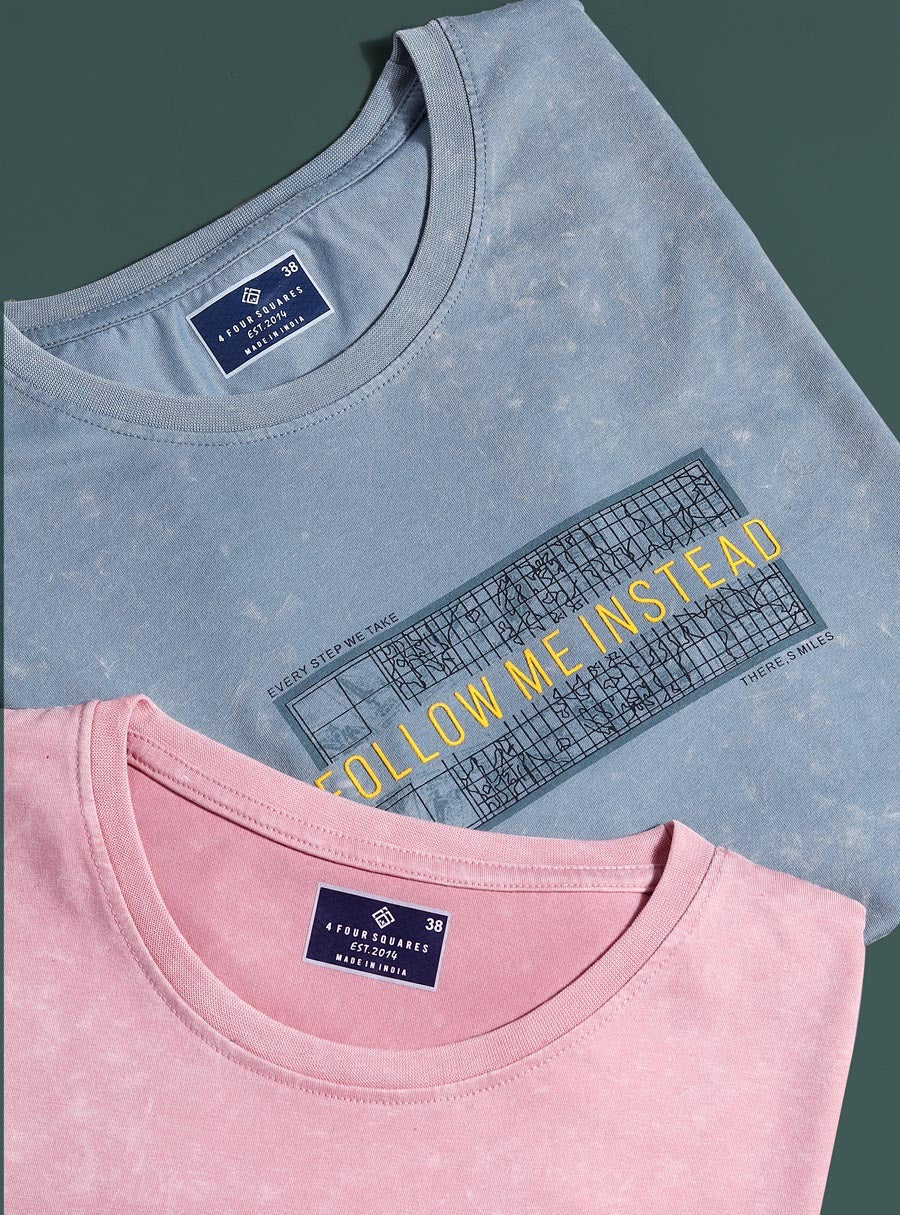 GREY TENCIL LYCRA ACID WASH GRAPHIC TEES