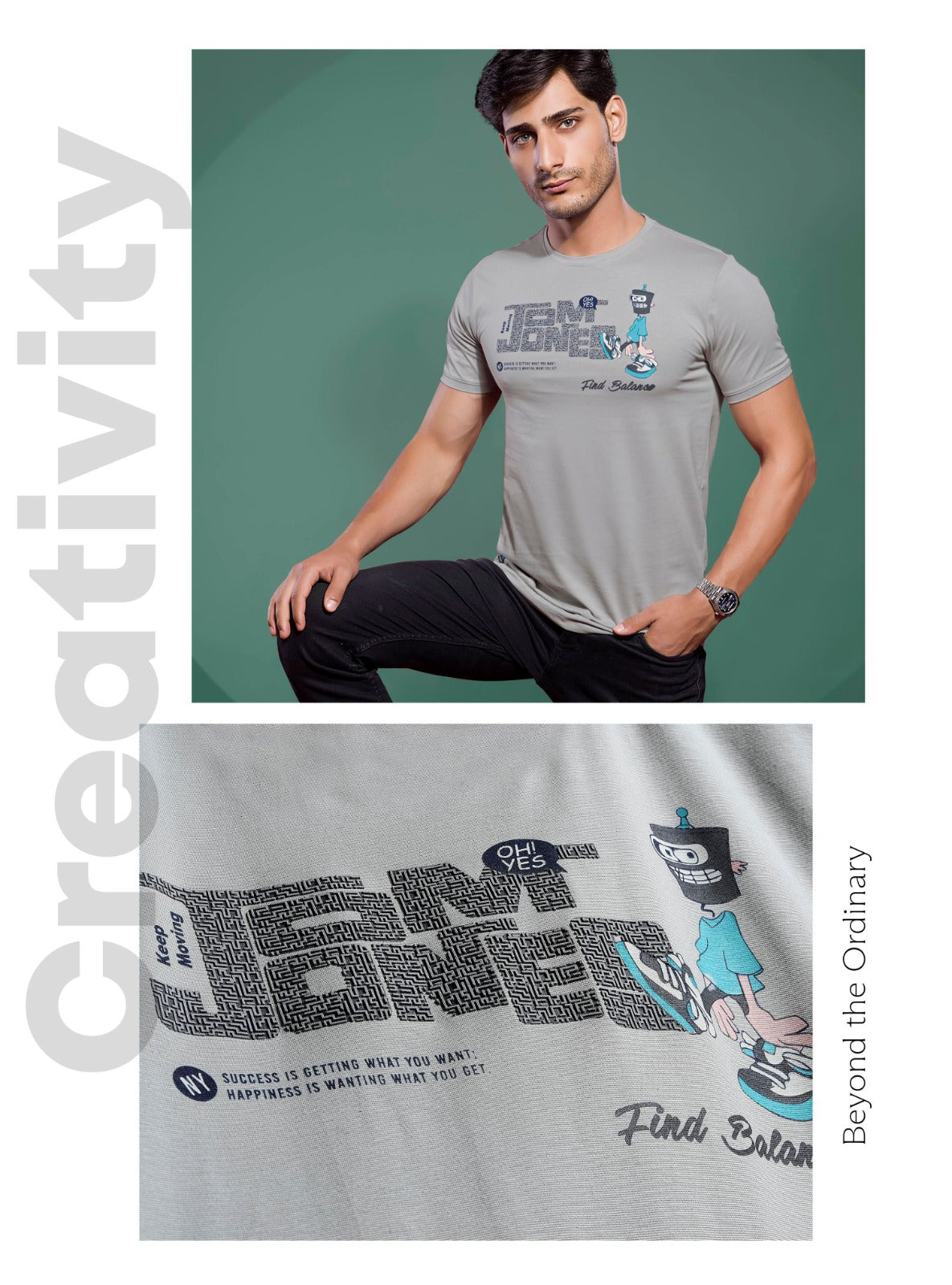 CHROME GREY TENCIL GRAPHIC PRINT WITH EXTRA EDGE