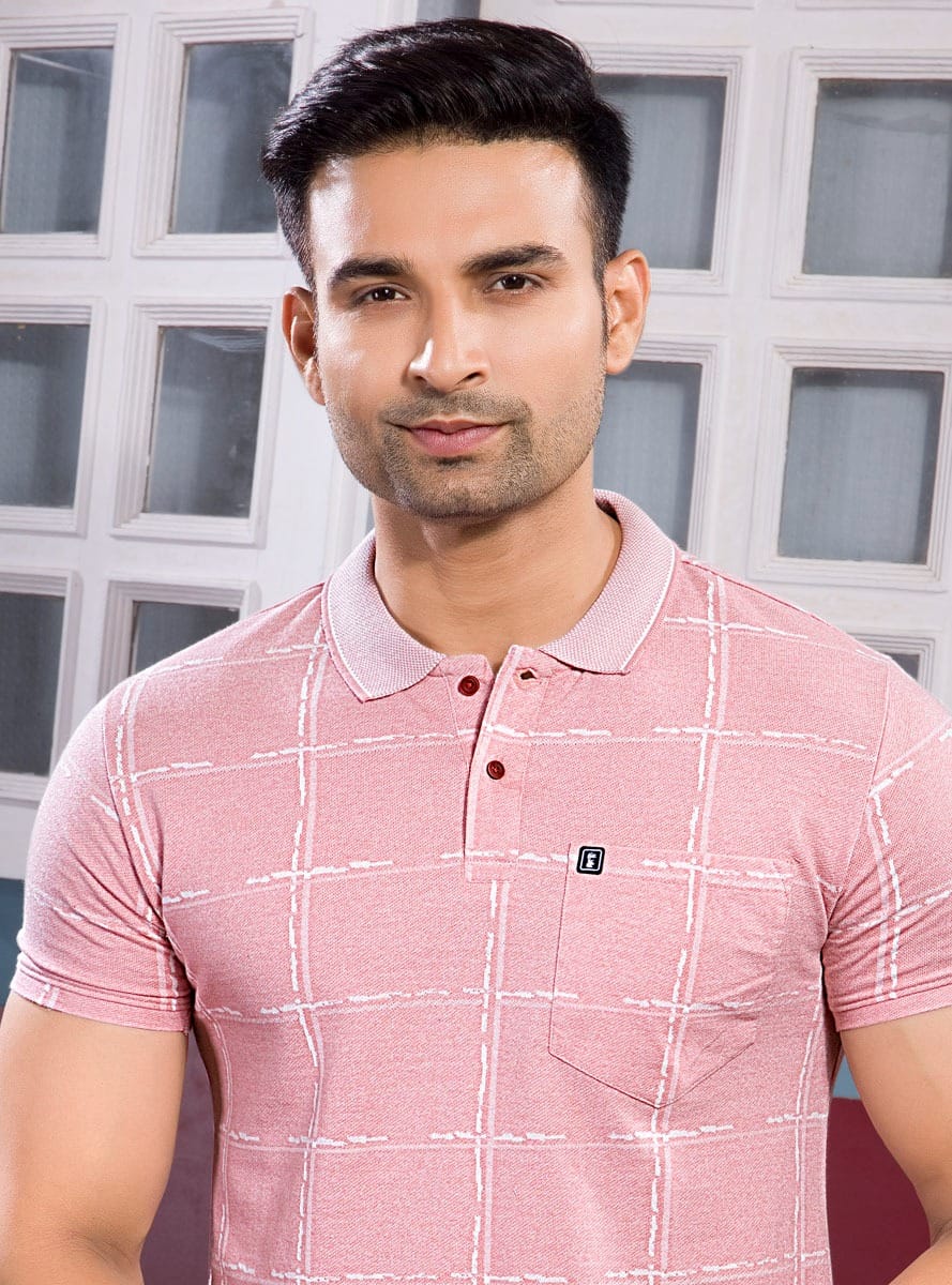 PINK GRINDLE JACQUARD POLO WITH POCKET