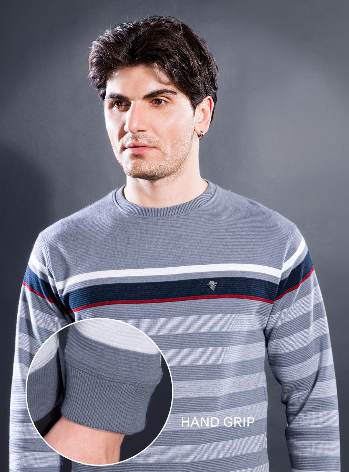 LT GREY INTERLOCK STRUCTURED AUTO STRIPERS F/S