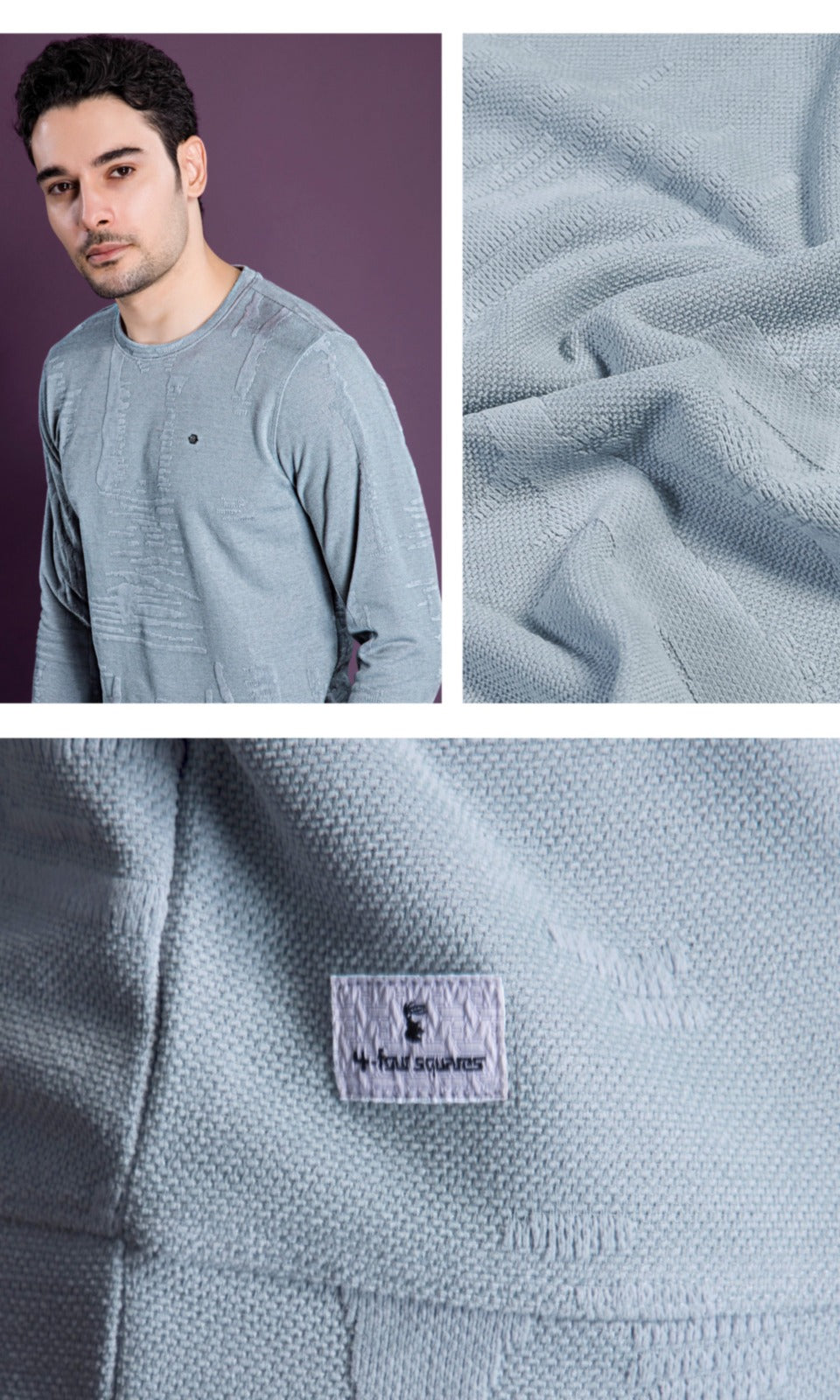 L.GREY JACQUARD INTERLOCK SWEATSHIRT