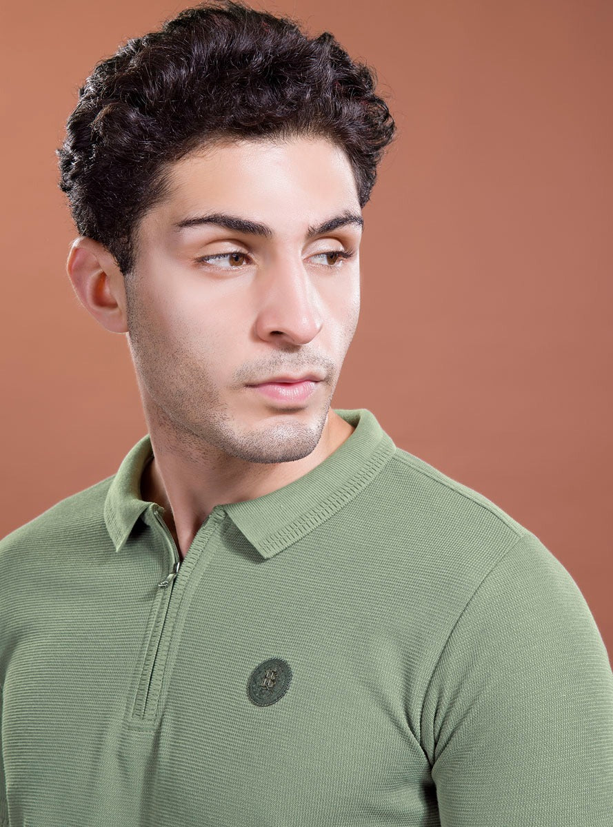 INTERLOCK STRUCTURED KNIT ZIPPER