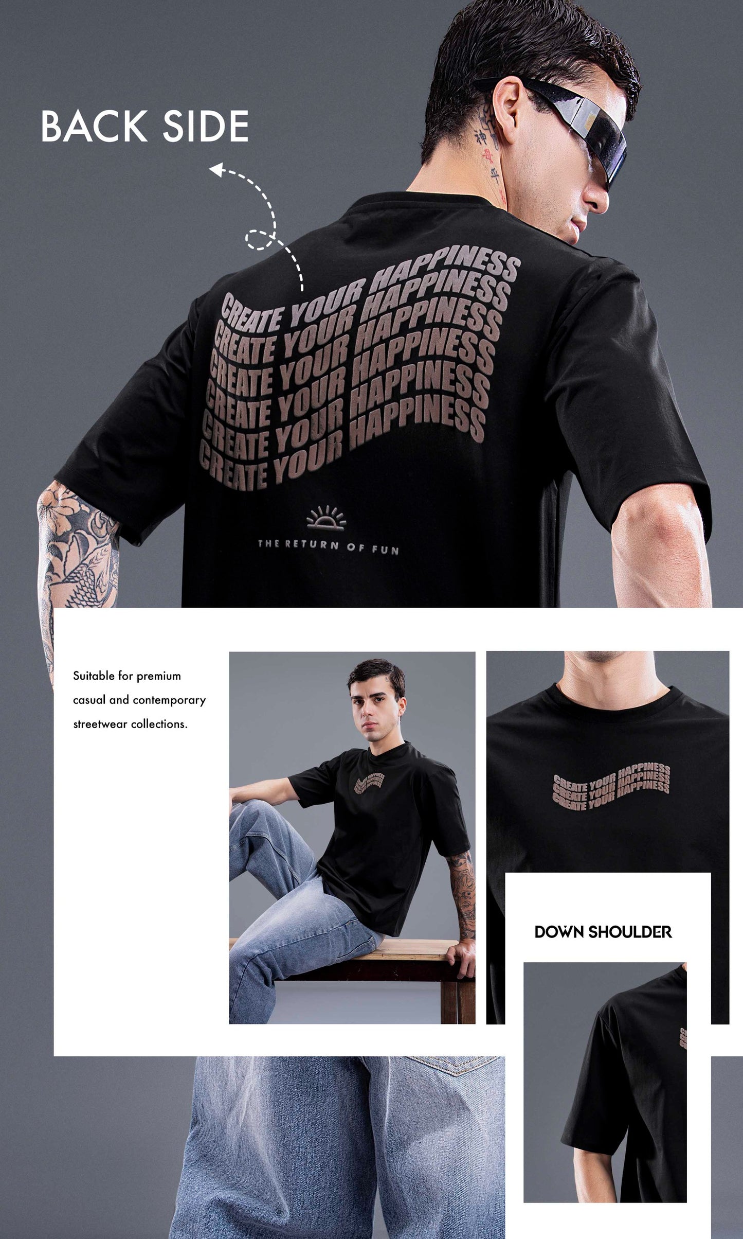 BLACK IMPORTED GRAPHIC OVERSIZED TEES