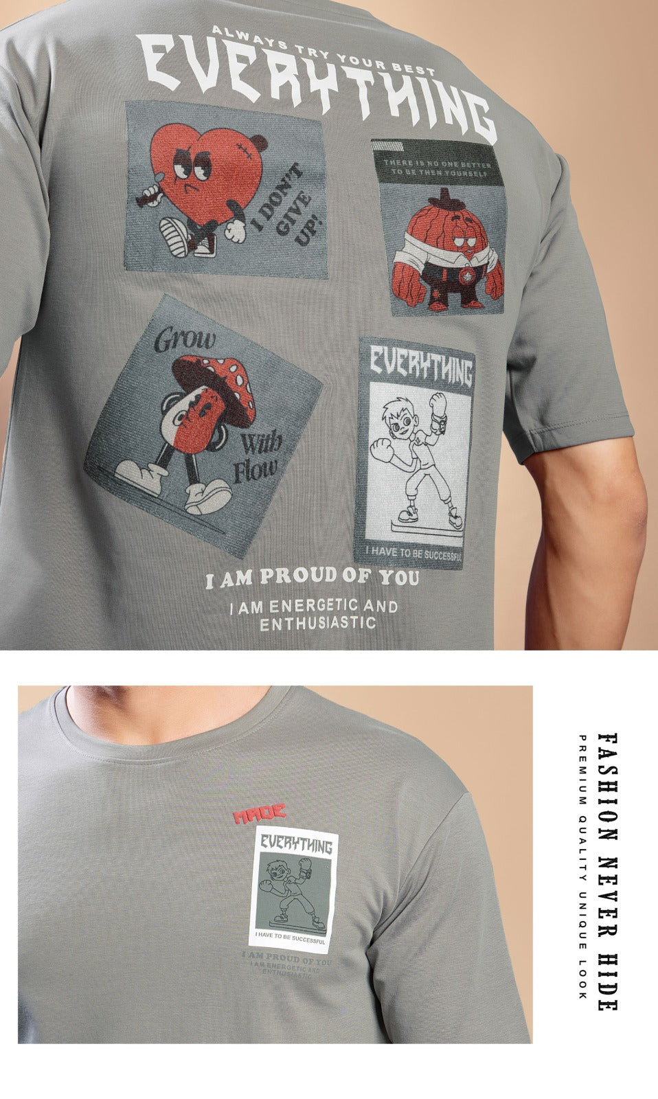 LT.GREY MISFITS OVERSIZED TEES