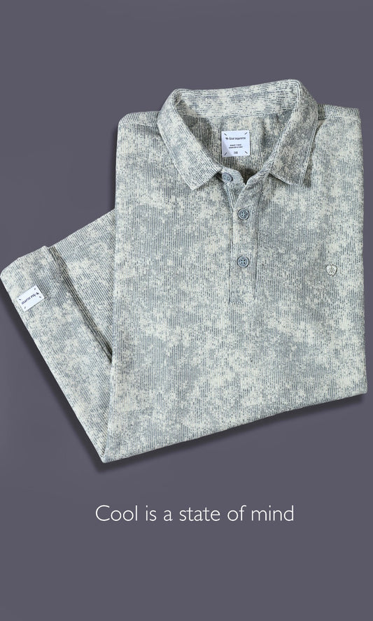GREY ABSTRACT PRINT POLO