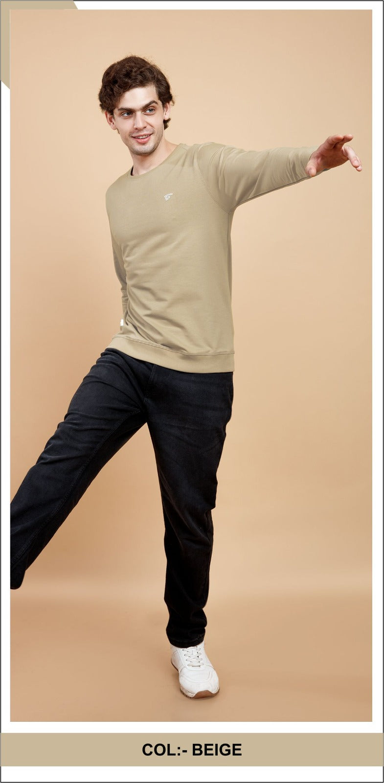 FRENCH BEIGE LYCRA LOOPER SWEATSHIRT