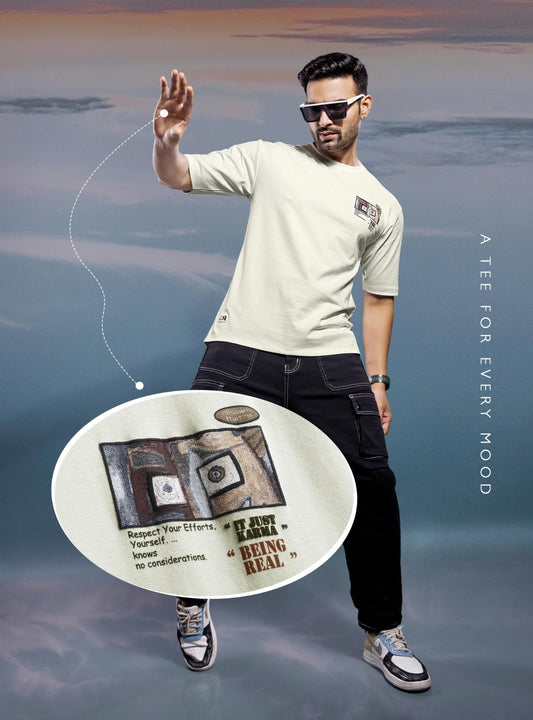 OFF WHITE CANVAS INTERLOCK OVERSIZED TEES