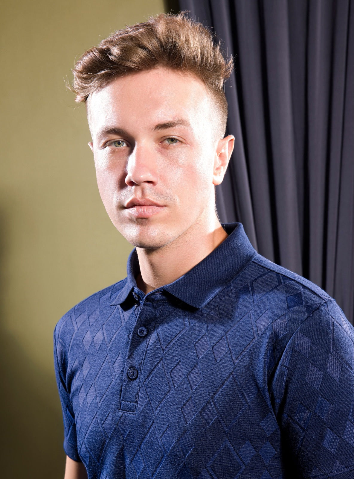 INTERLOCK DIAMOND JACQUARD KNIT POLO