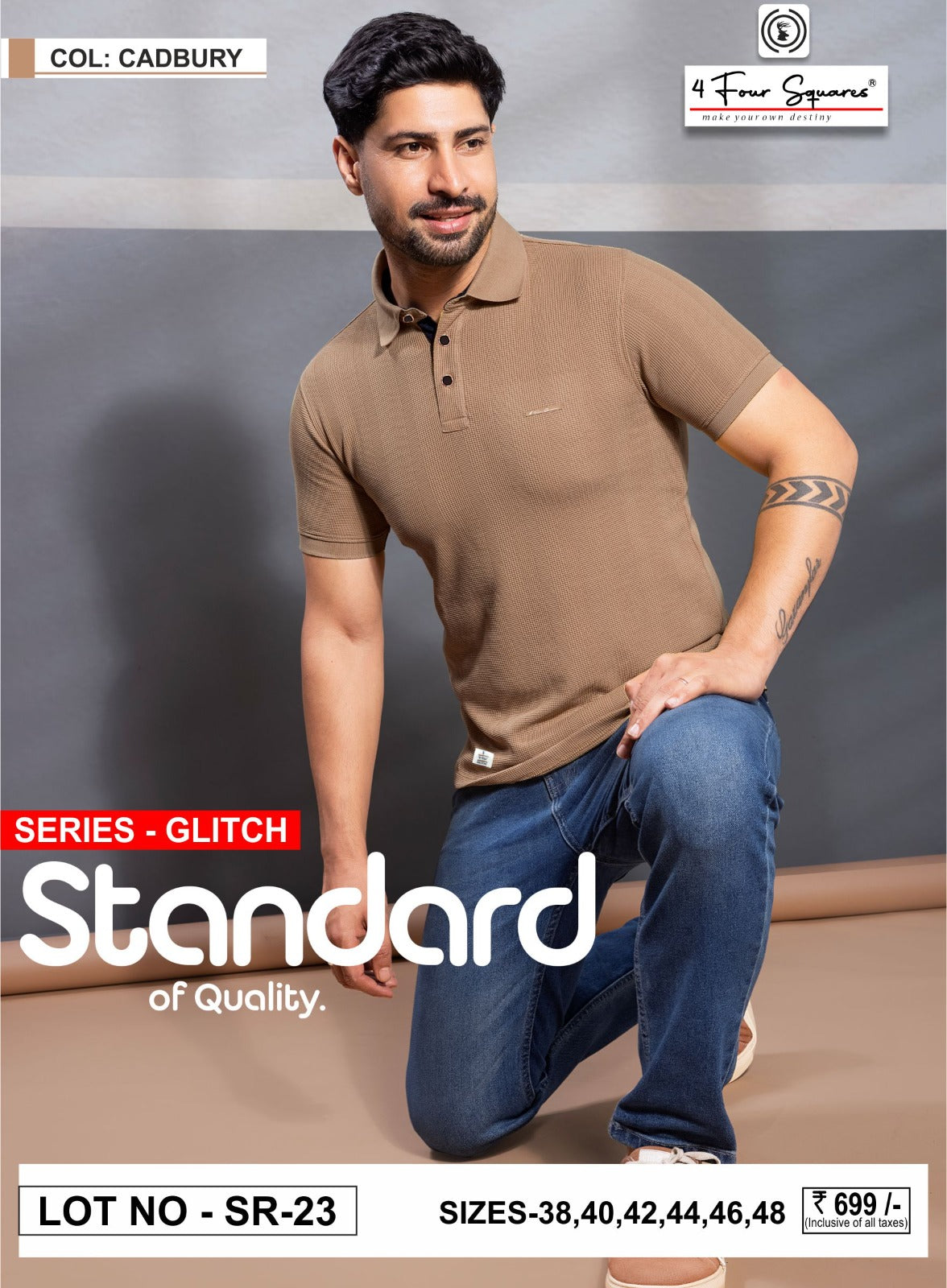 CADBURY VERTICAL STRUCTURED SELF STRIPE KNIT POLO