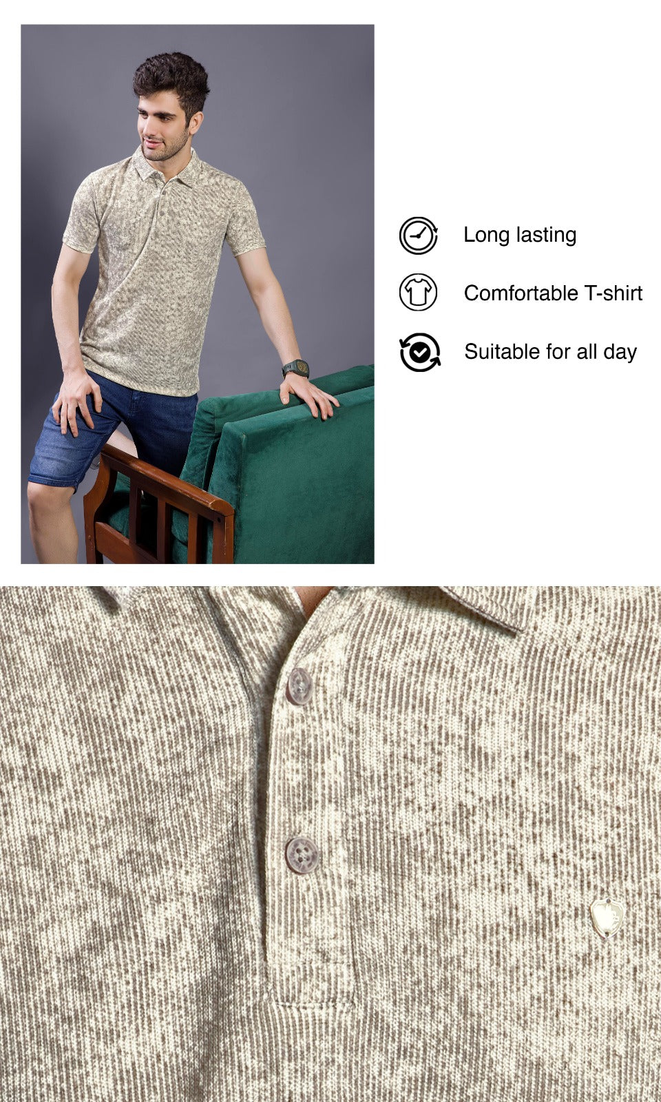 CHARCOAL ABSTRACT PRINT POLO