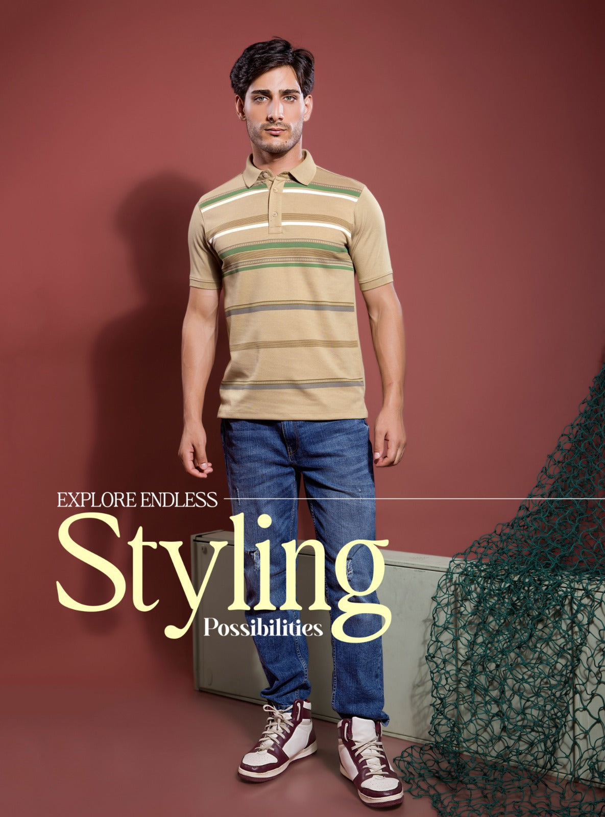 BEIGE GRAPHIC POLO