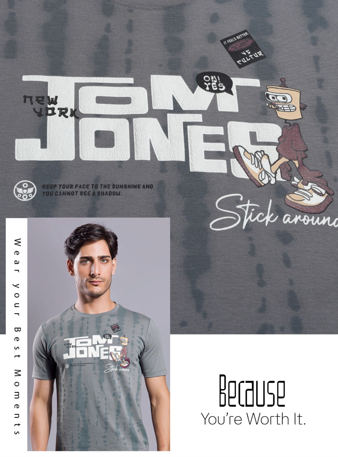 LT.GREY GRAPHIC PRINT WITH EXTRA EDGE 2.0