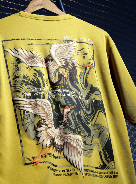 LEMON YELLOW CANVAS INTERLOCK OVERSIZED TEES