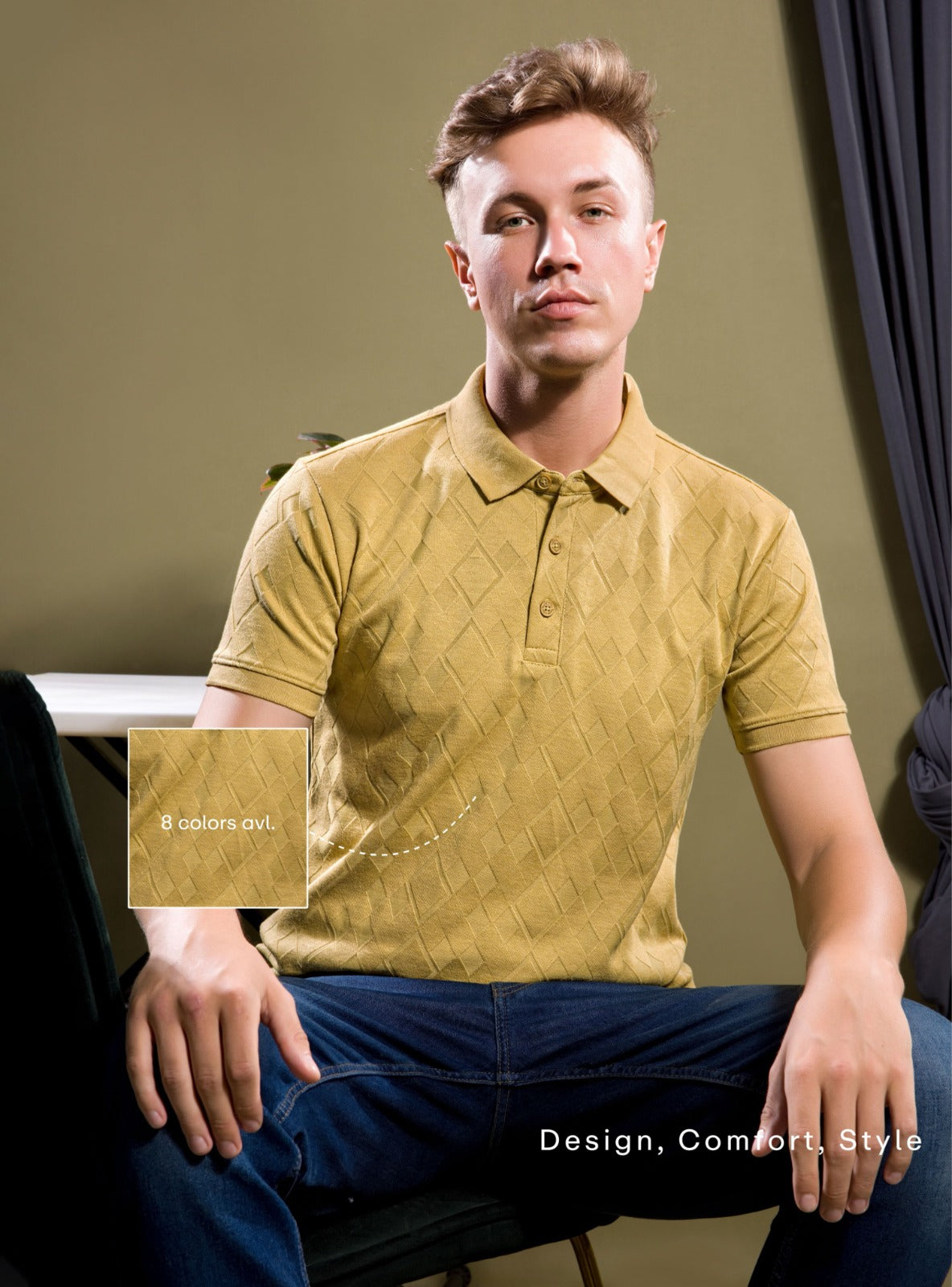 INTERLOCK DIAMOND JACQUARD KNIT POLO
