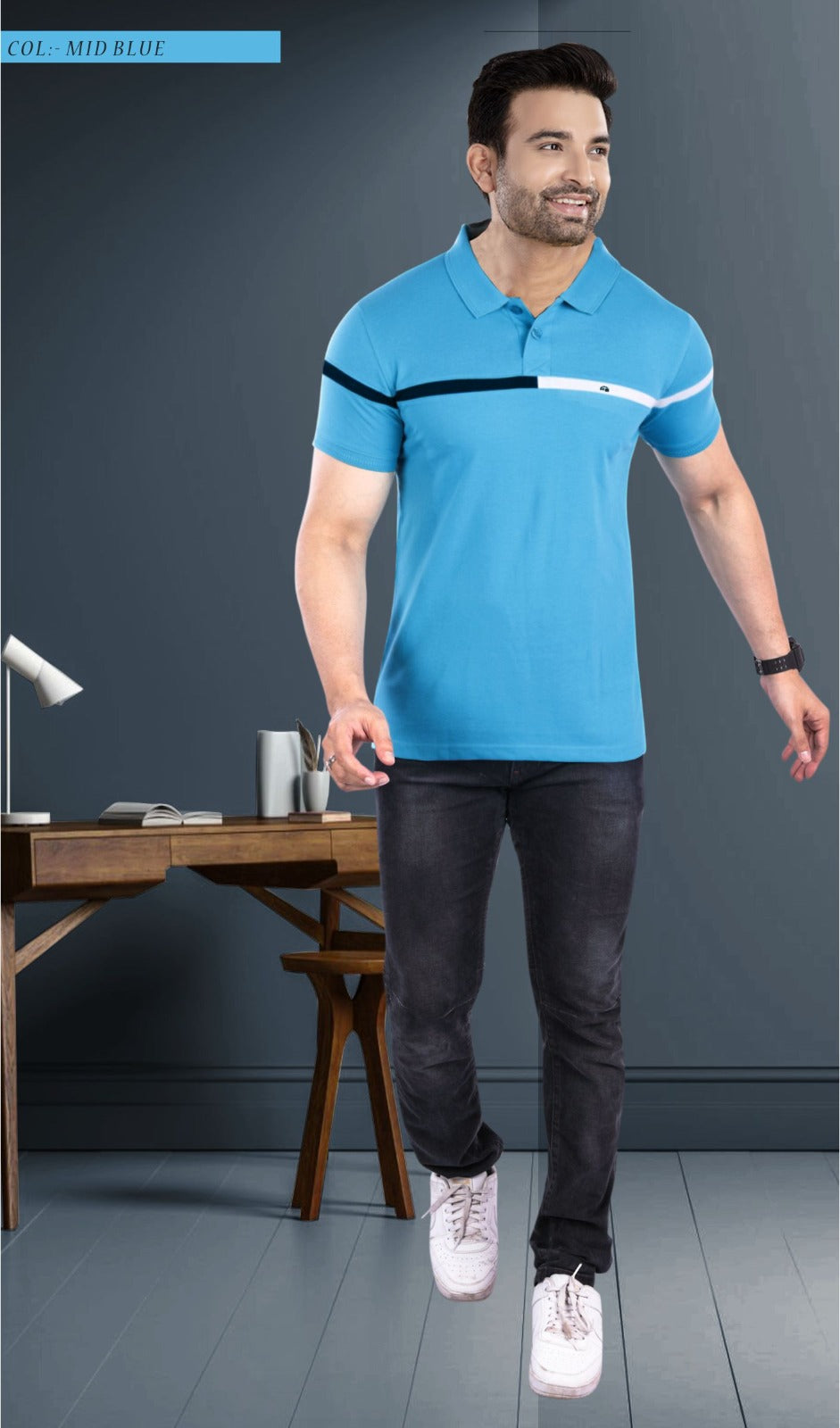 MID BLUE MATTY CUT AND SEW S.NO 30