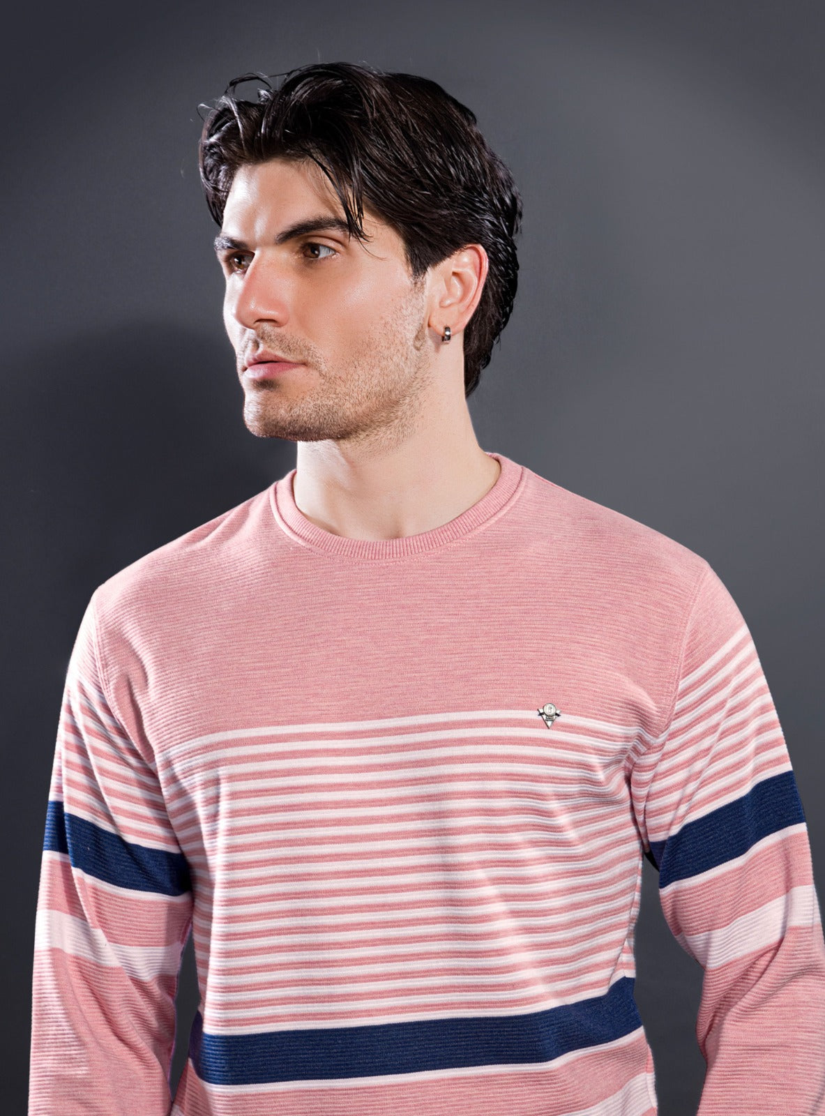 PINK INTERLOCK STRUCTURED AUTO STRIPERS F/S