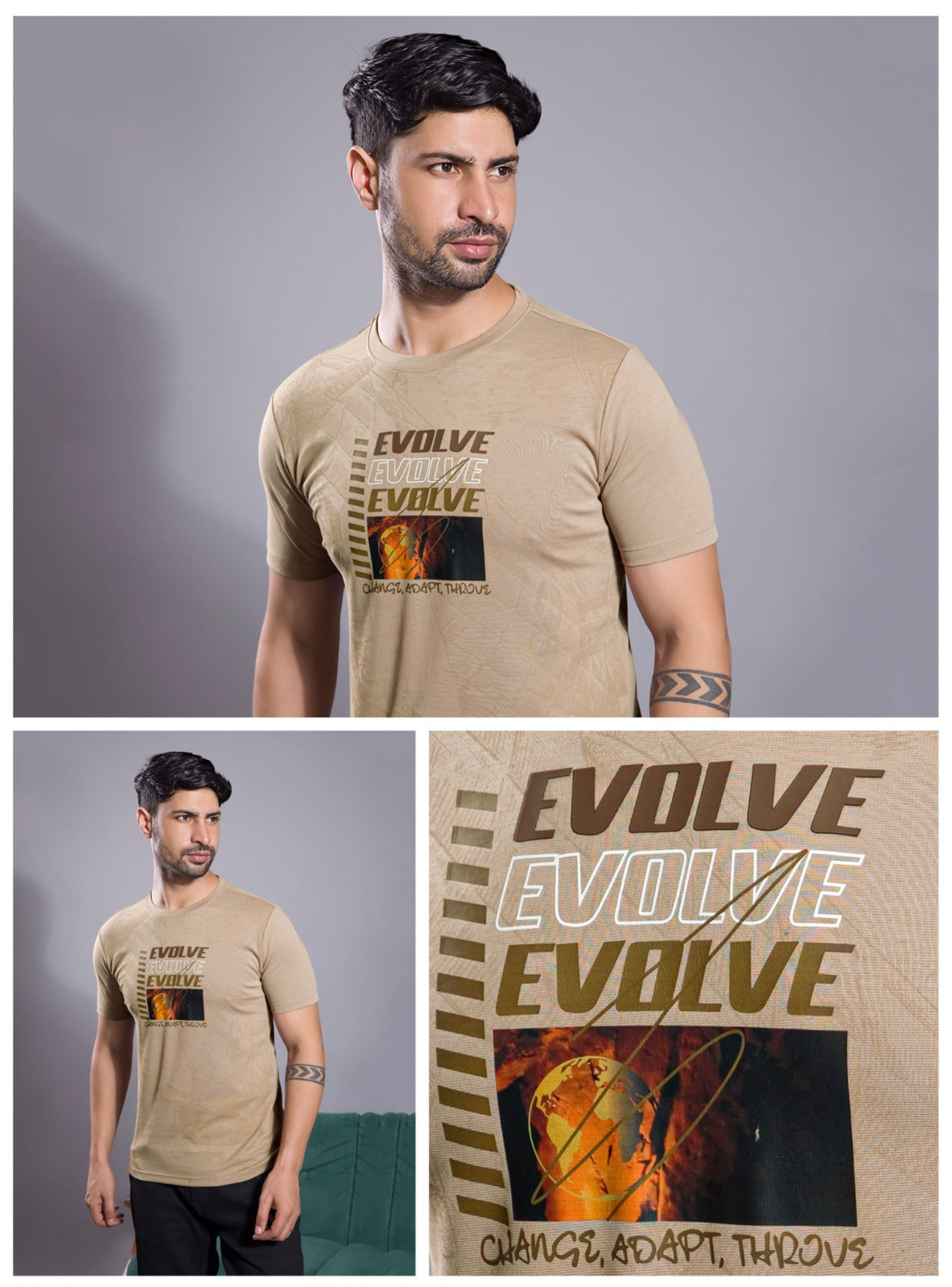 BEIGE GRAPHIC PRINT WITH EXTRA EDGE 2.0