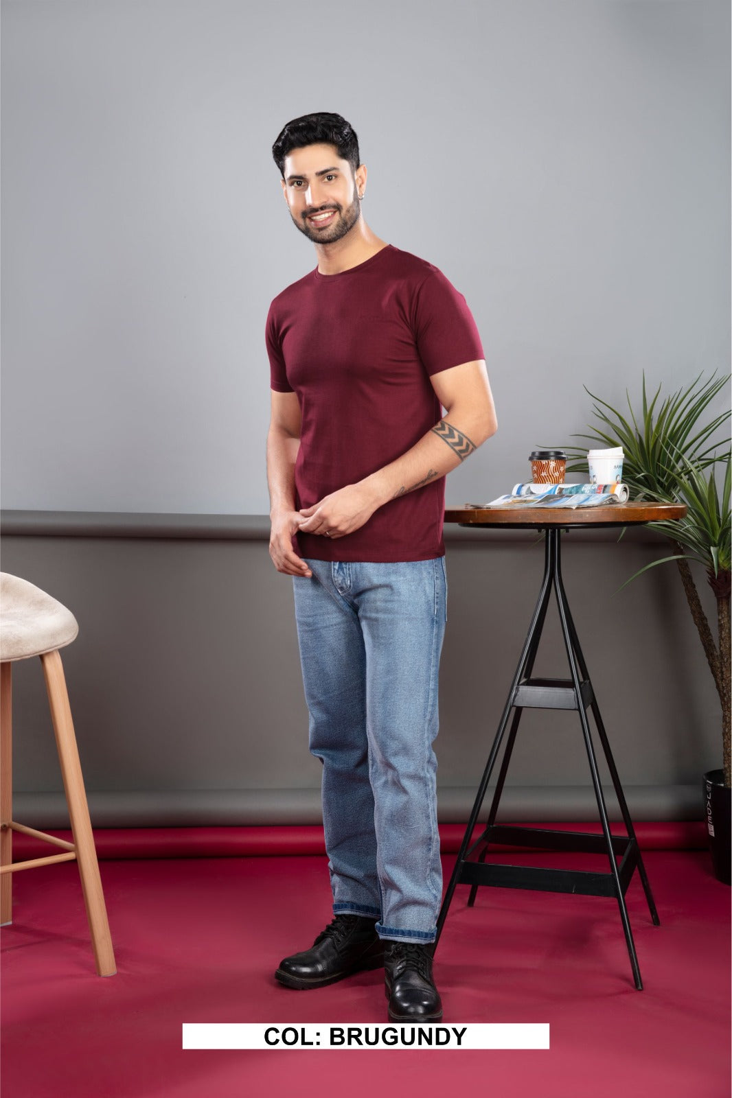 BURGUNDY 100% COTTON BASIC SOLID