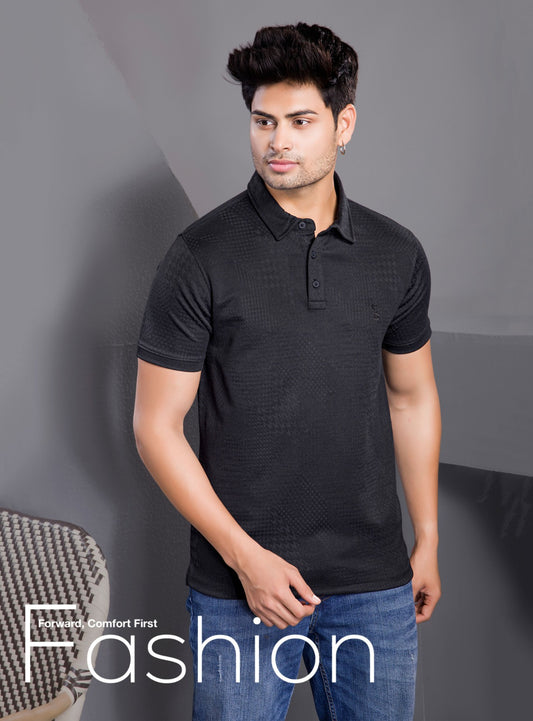BLACK MONO JACQURAD POLO