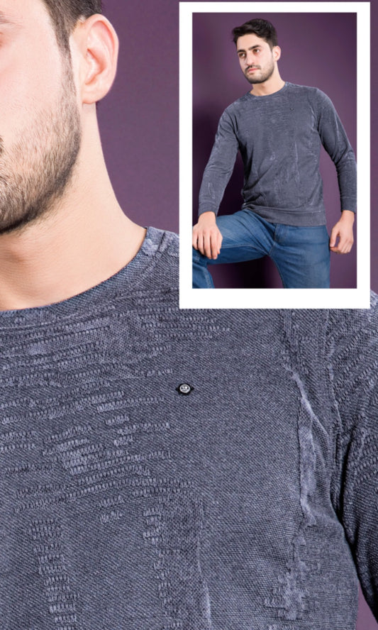 DARK GREY JACQUARD INTERLOCK SWEATSHIRT