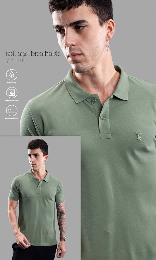EARTHY GREEN MATTY ETERNAL SERIES POLO