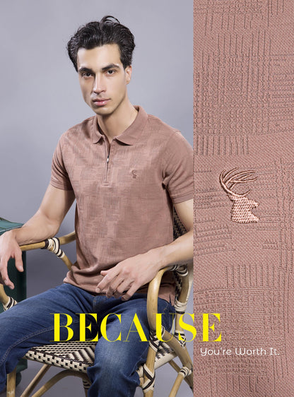 SERENADE JACQUARD GLITCH ZIPPER POLO