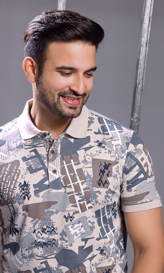 LT.ONION INTERLOCK PEANUT FABRIC A.O.P POLO