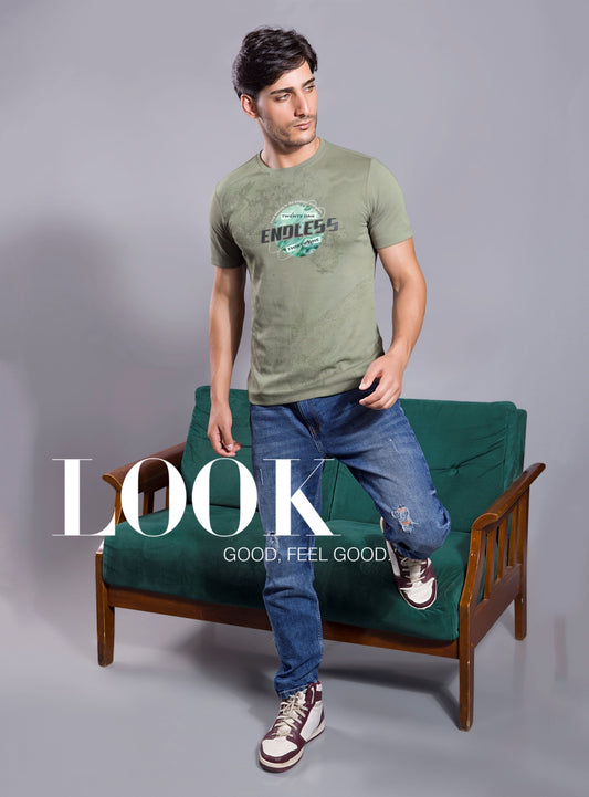 LT. OLIVE GRAPHIC PRINT WITH EXTRA EDGE 2.0