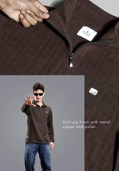 DEEP RUST CHENILLE FULL SLEEVES SWEATSHIRT