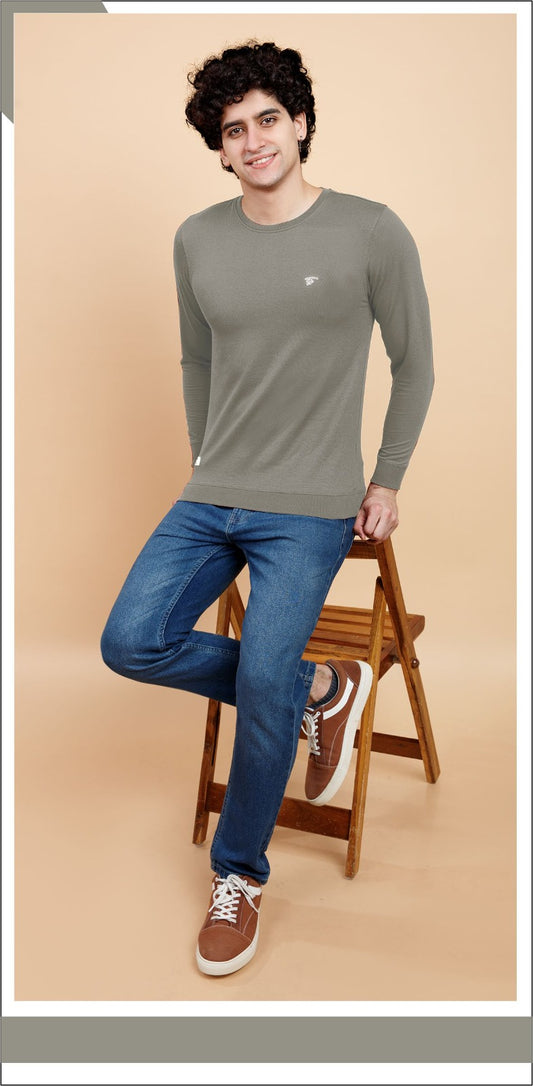 DUSTY GREY LYCRA LOOPER SWEATSHIRT