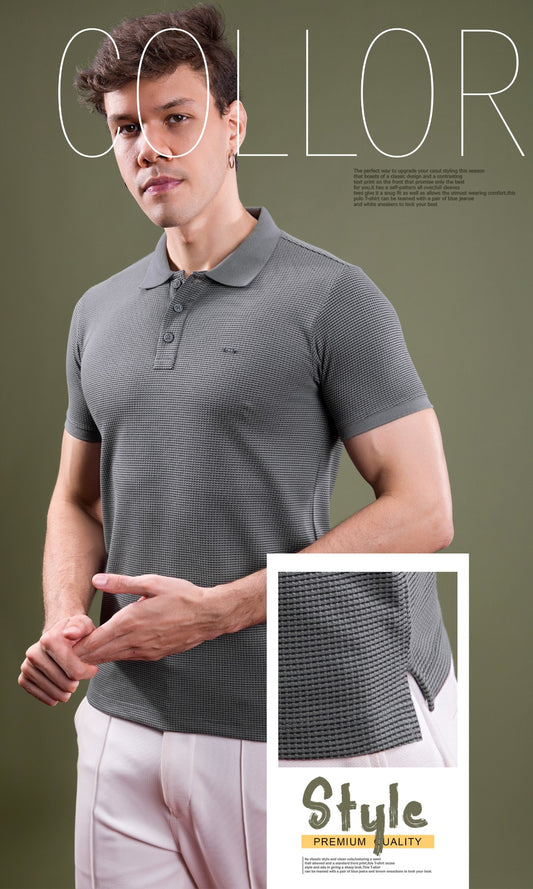 GREY ZARA KNIT POLO