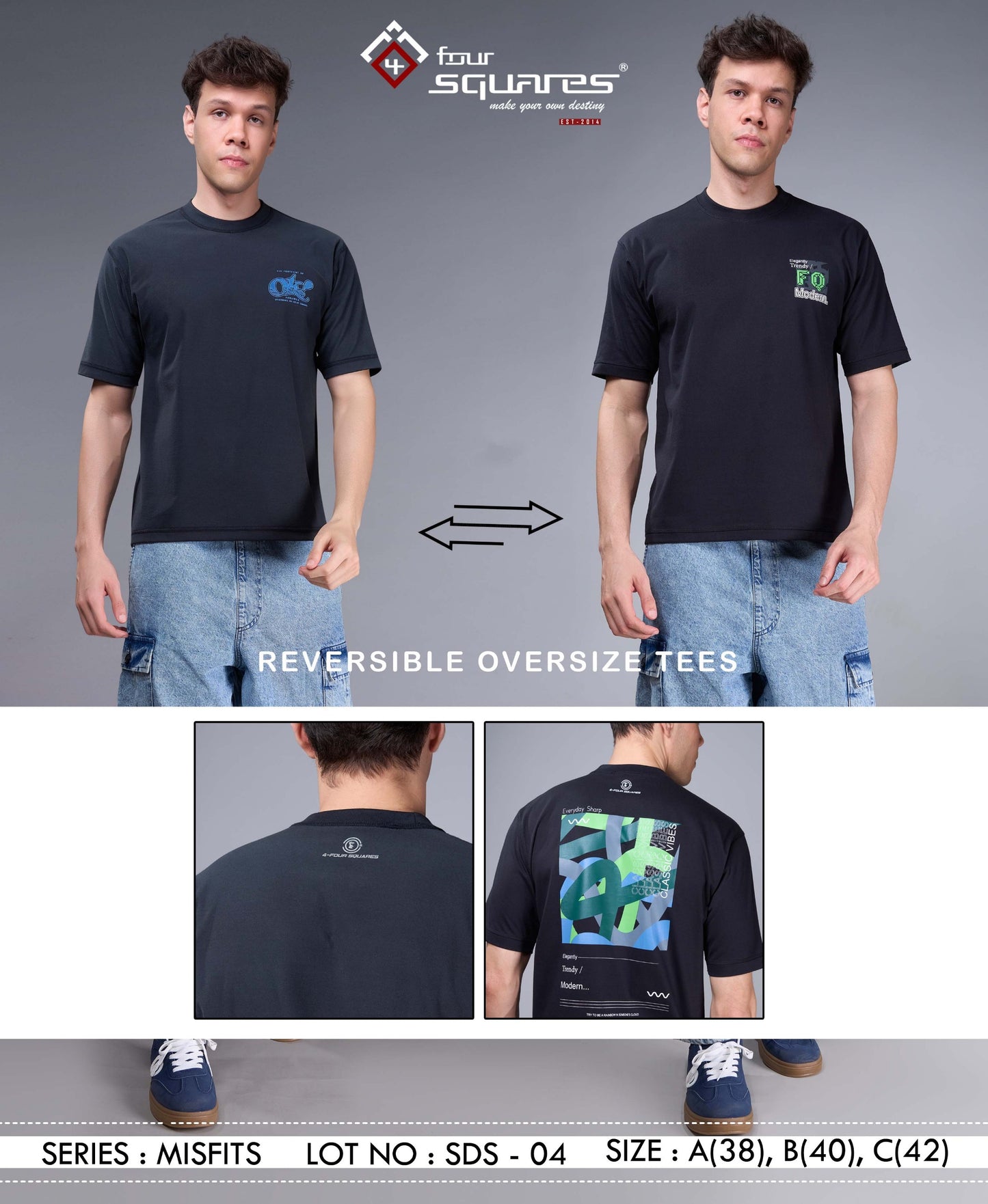 BLACK REVERSABLE OVERSIZED TEES