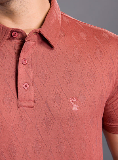 SCARLET RED MONO JACQURAD POLO