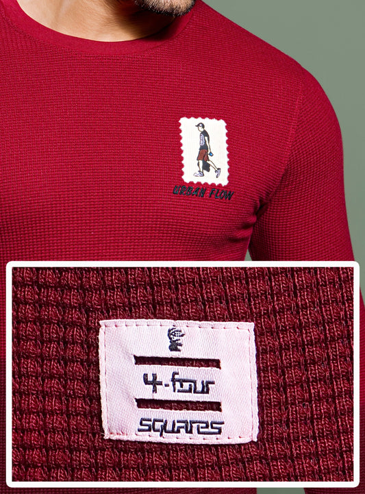 MAROON KNIT DIP DIE SWEATSHIRT