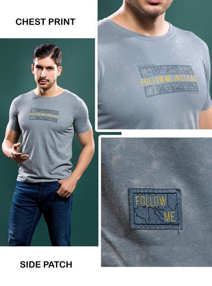 GREY TENCIL LYCRA ACID WASH GRAPHIC TEES