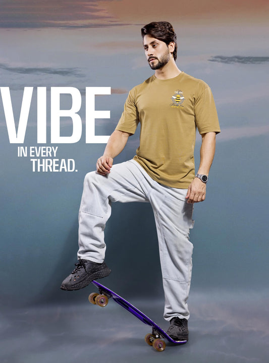 MUSTARD CANVAS INTERLOCK OVERSIZED TEES