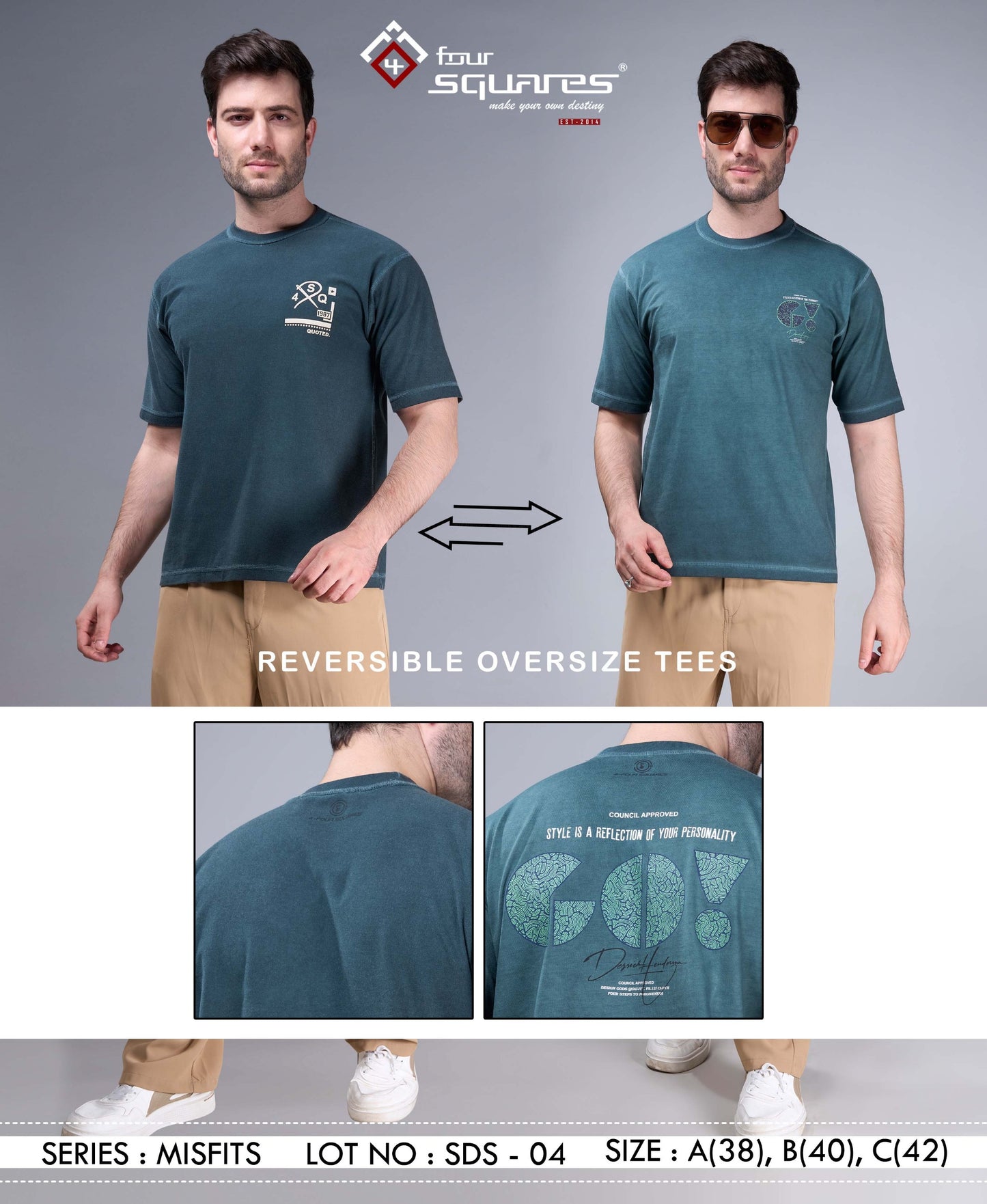 FOREST TEAL REVERSABLE OVERSIZED TEES