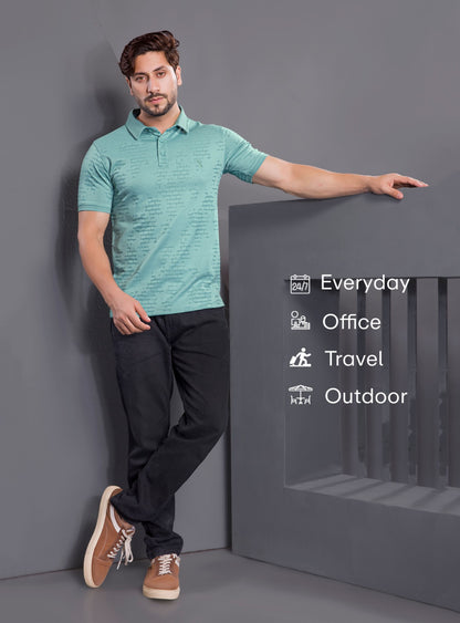 MINT GREEN MONO JACQURAD POLO