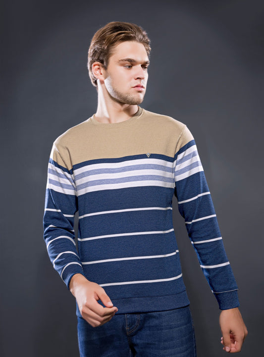 BEIGE INTERLOCK STRUCTURED AUTO STRIPERS F/S