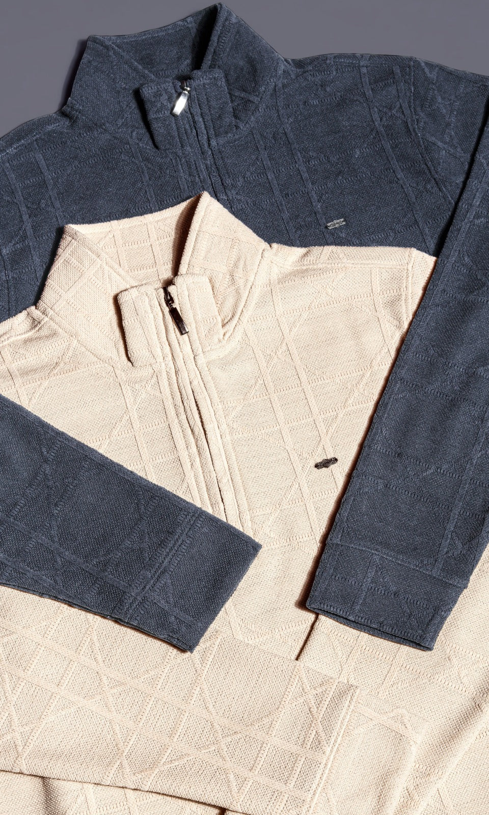 OFF-WHITE JACQUARD ZIPPER SWEATSHIRT