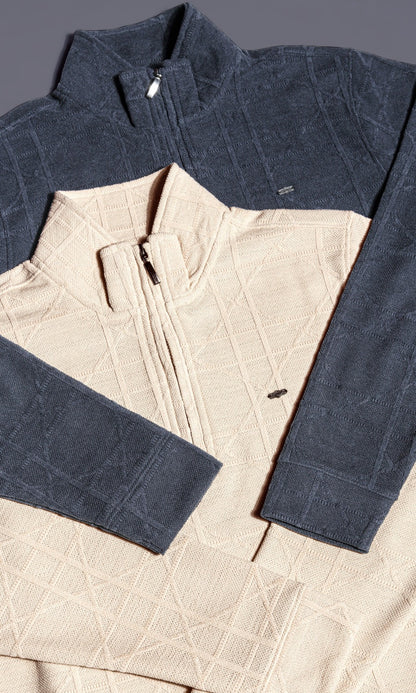 OFF-WHITE JACQUARD ZIPPER SWEATSHIRT